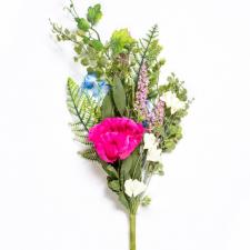 MIXED FLOWERS PICK WITH GREENERY, 20 IN, PINK, BLUE, WHITE
