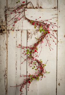 MIXED BERRY AND HEART GARLAND, 5 FEET LONG, RED, PINK