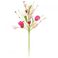 TULIP SPRAY WITH BERRIES, MAGENTA, PINK, CREAM