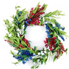 AMERICANA BERRY & FORSYTHIA WREATH ON A TWIG BASE, 20IN DIA 