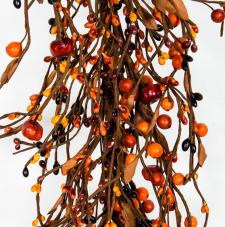 MIXED BERRY AND PUMPKIN GARLAND, ORANGE, BLACK MIXED, 58IN -