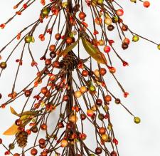 FALL MIXED BERRY GARLAND W/PINE CONES & LEAVES, 60IN