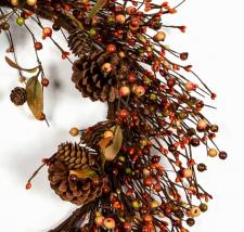 FALL MIXED BERRY WREATH W/PINE CONES & LEAVES, 22IN DIA (12I