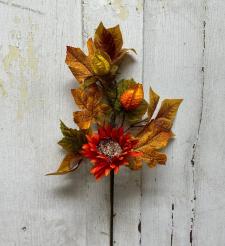 AUTUMN SPRAY WITH PUMPKIN AND SUNFLOWER, 18 IN, FALL