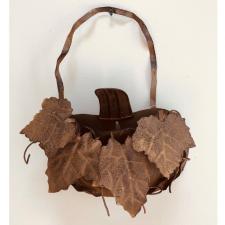LARGE RUST TIN PUMPKIN, 9.5 IN W x 13 IN H x 3 IN D, RUST