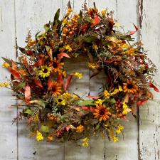 FALL WREATH WITH BERRIES AND FLOWERS, FALL, 10 IN RIM, 23 IN