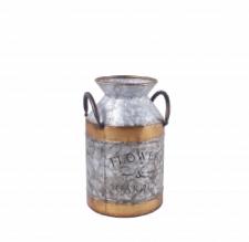 METAL VASE, 5.7 IN X 5.7 IN X 9.6 IN H