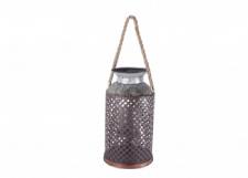 METAL/GLASS LANTERN, 7.75 IN DIA X 7.75 IN H (13.75 IN H)