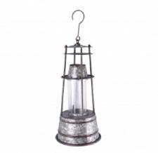 METAL/GLASS CANDLE HOLDER, 7.5 IN  X 7.5 IN X 16 IN H (20.5 