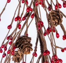 RICE BERRY GARLAND WITH PINE CONES, 53 IN., RED - SOLDOUT