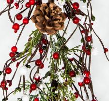CEDAR, PINE CONES GARLAND WITH BERRIES, HW, 58IN, RED, WHITE