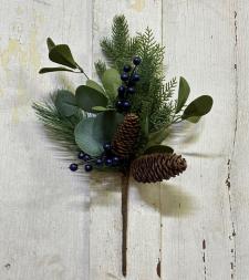 PINE/EUCALLYPTUS SPRAY WITH BLUE BERRIES & PINE CONES, HW, 1